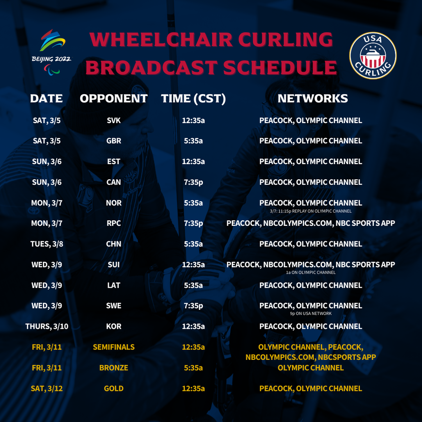 wheelchair curling schedule